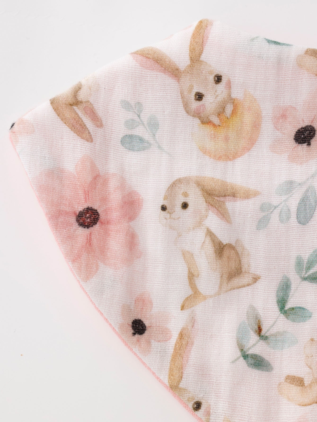 Muslin bib + headband perfect for newborn baby gifts (pink bunny)