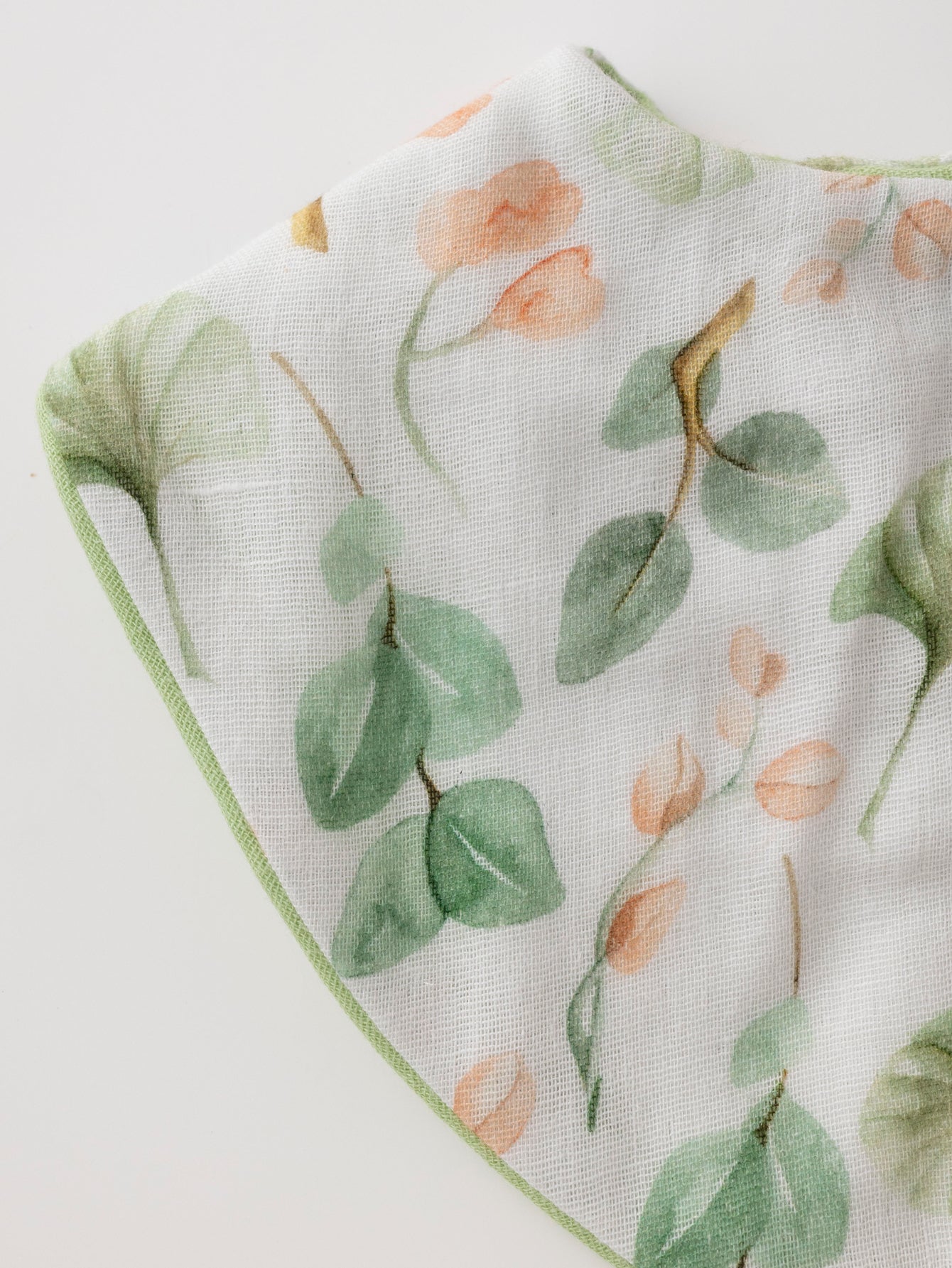Muslin saliva towel + headband, the first choice for newborn gifts (green leaves)