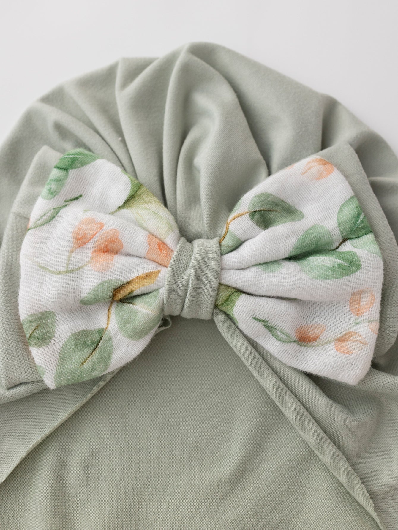 Muslin saliva towel + headband, the first choice for newborn gifts (green leaves)