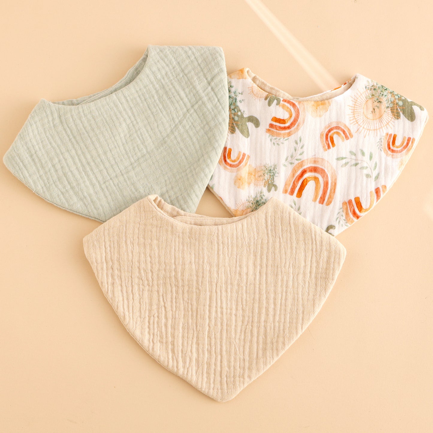 1 printed bib + 2 solid color baby bibs, 3 pack for girls