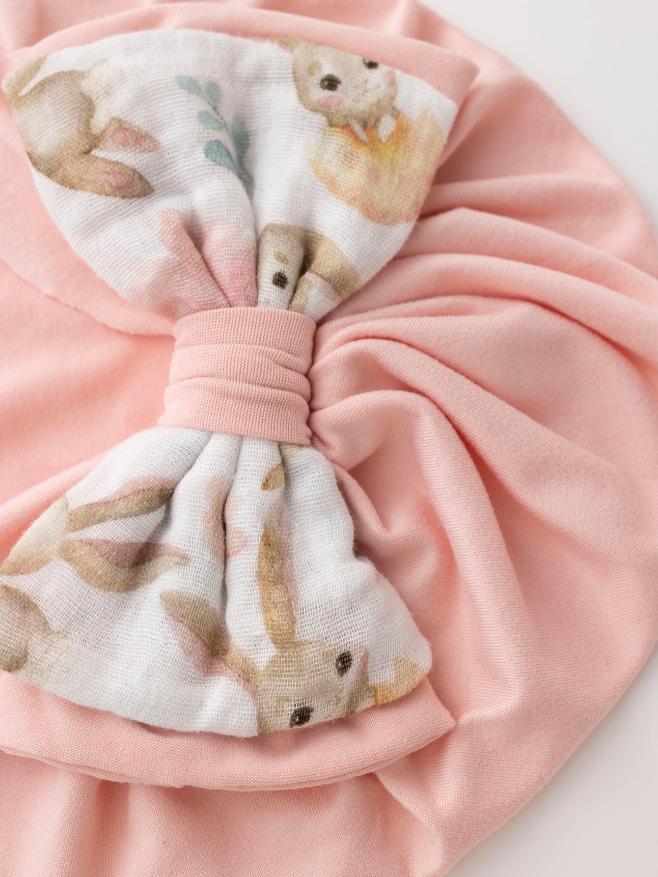 Muslin saliva towel + bow headband, the first choice for newborn gifts (pink peach)