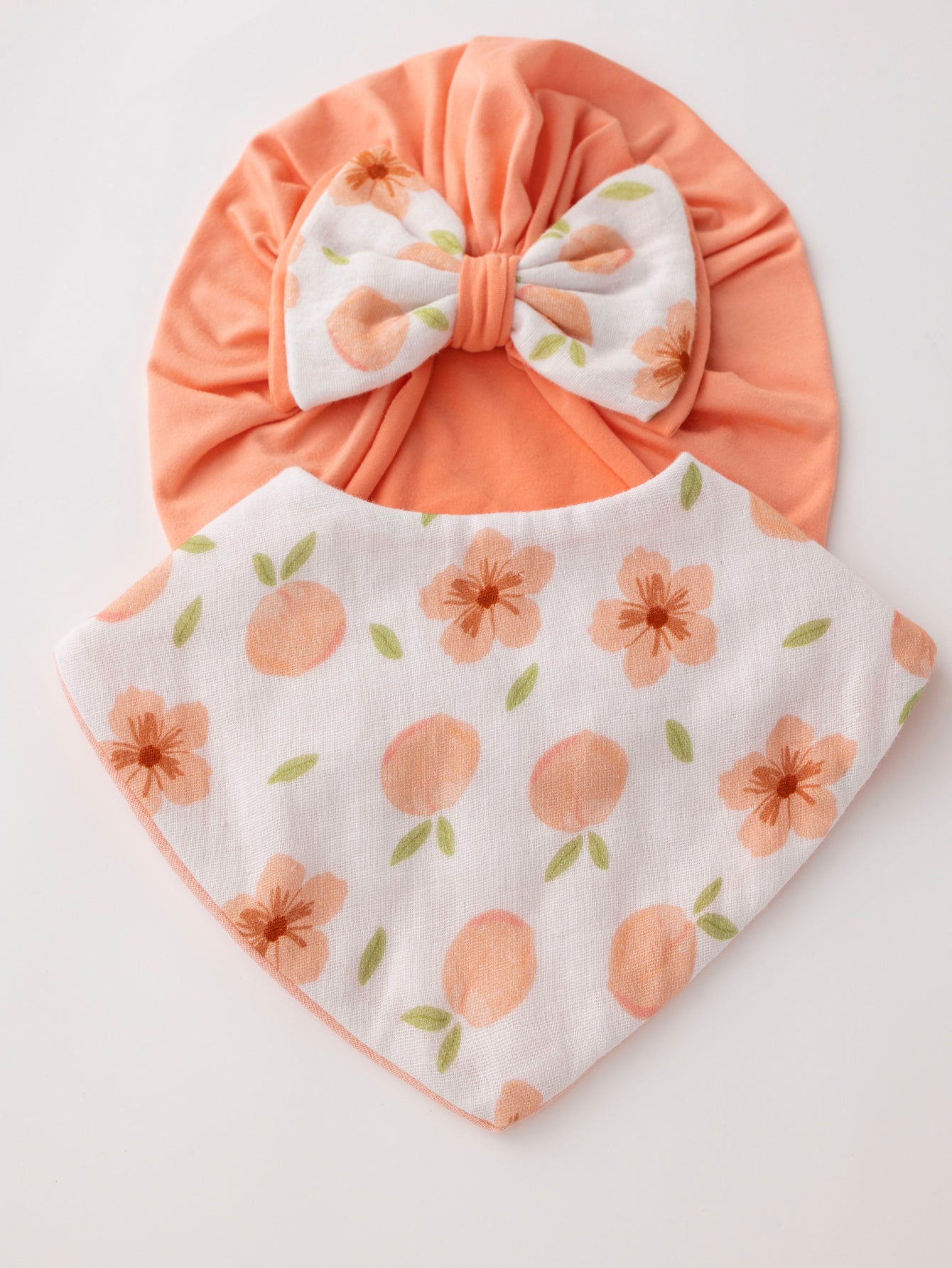 Muslin saliva towel + bow headband, the first choice for newborn gifts (pink peach)