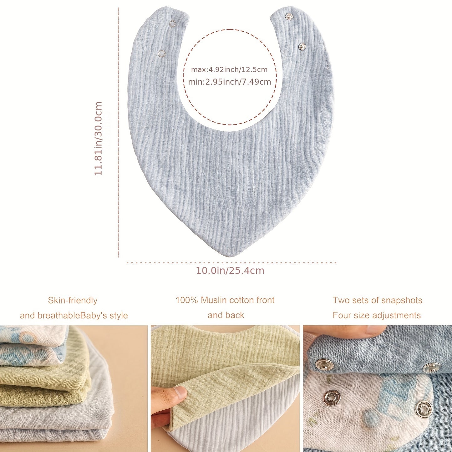 3Pcs/Set Cute Unisex Baby Bibs Multilevel 100% Cotton Cartoon Print Super Absorbent Size Adjustable Saliva Towel Baby Stuff